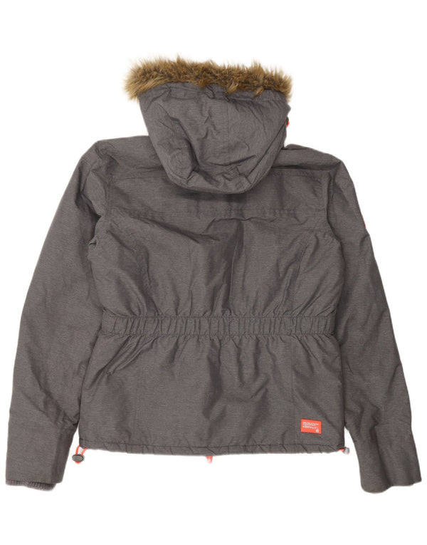 Superdry ženska vjetrovka s kapuljačom UK 16 Veliki sivi najlon