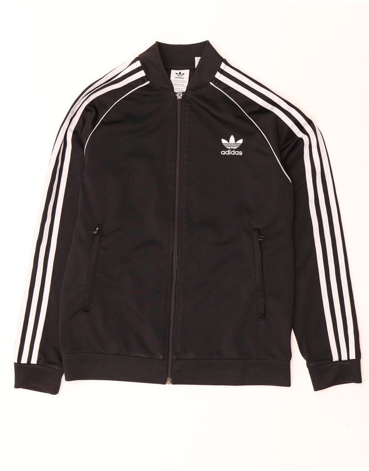 Gornja jakna od trenirke Adidas za dječake 12-13 godina, crni poliester