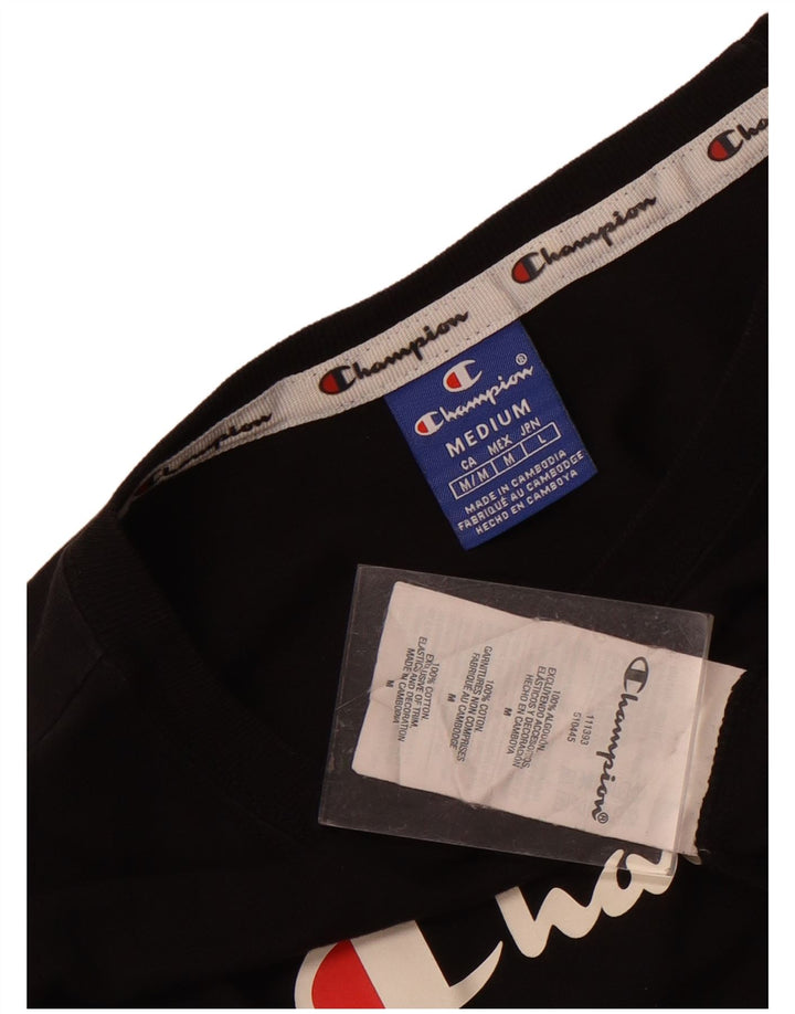 CHAMPION Ženska majica kratkih rukava s grafičkim motivima UK 12 srednje crni pamuk