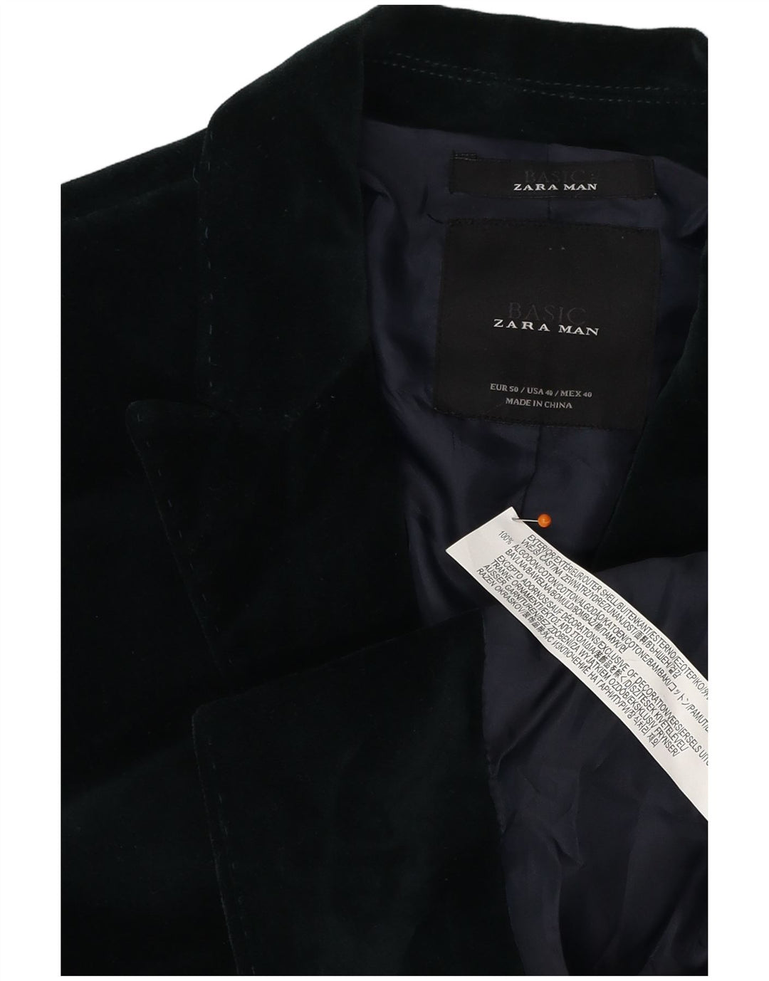 ZARA muška baršunasta jakna sa 2 gumba EU 50, srednje zeleni pamuk