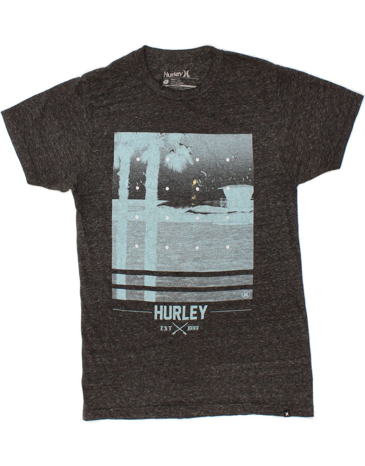 HURLEY Mens Premium Fit Graphic T-Shirt Top Small Grey Flecked Polyester Vintage Hurley and Second-Hand Hurley from Messina Hembry 