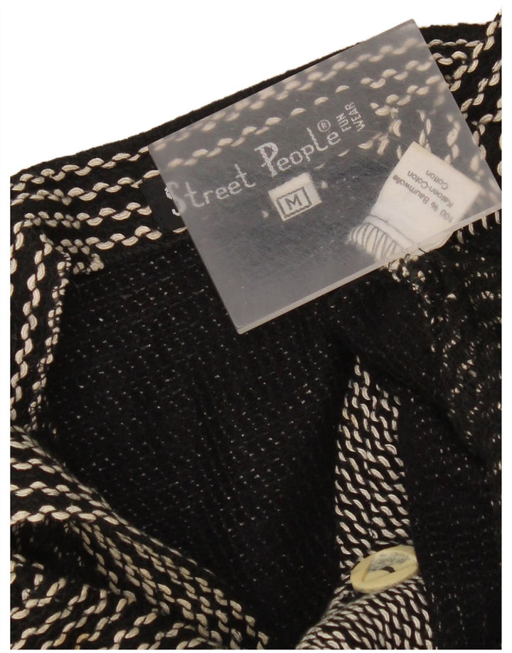 Vintage ženska haljina s pinaforom UK 12 Srednji crni pamuk s šiljastim vrhom