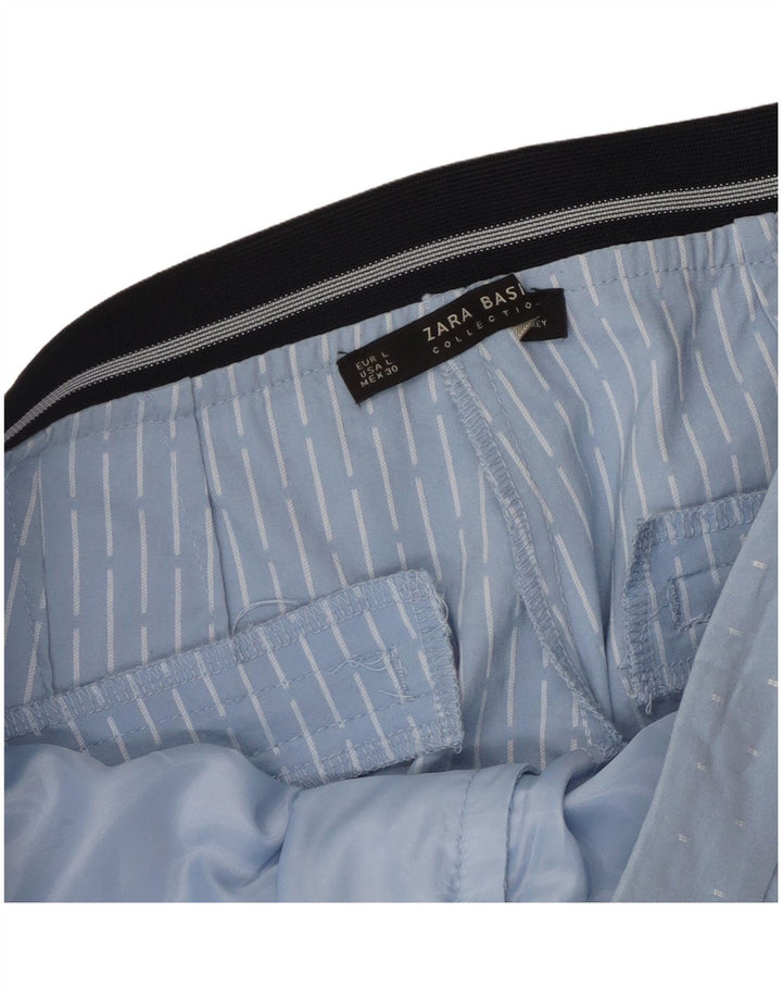 Zara ženske uske chino hlače velike W32 L27 plave geometrijske