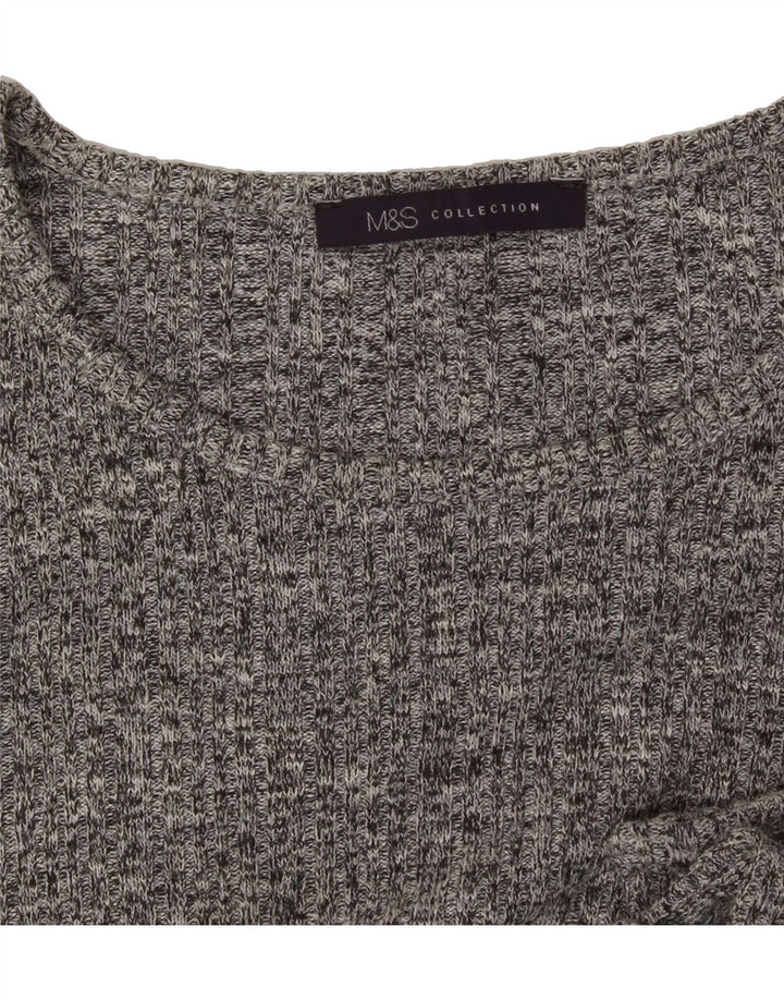 MARKS & SPENCER Womens Off Shoulder Knit Blouse Top UK 16 Large Grey Vintage Marks & Spencer and Second-Hand Marks & Spencer from Messina Hembry 