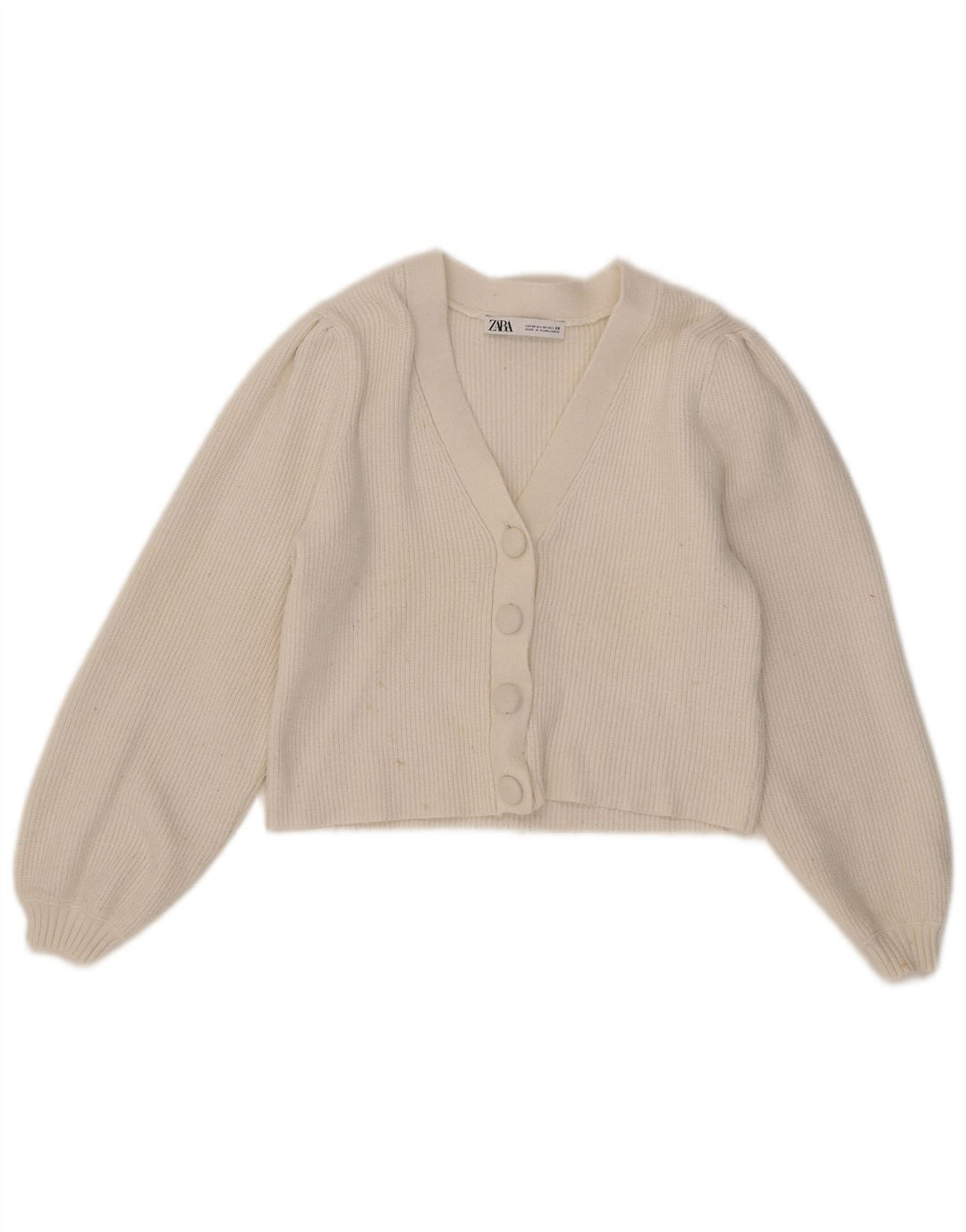 Zara ženski kratki kardigan pulover UK 12 srednje bijele viskoze