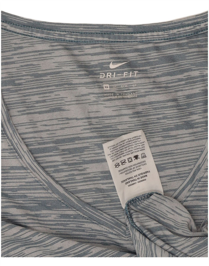 Nike ženska majica širokih krojeva Dri Fit UK 6 XS plavi prugasti poliester