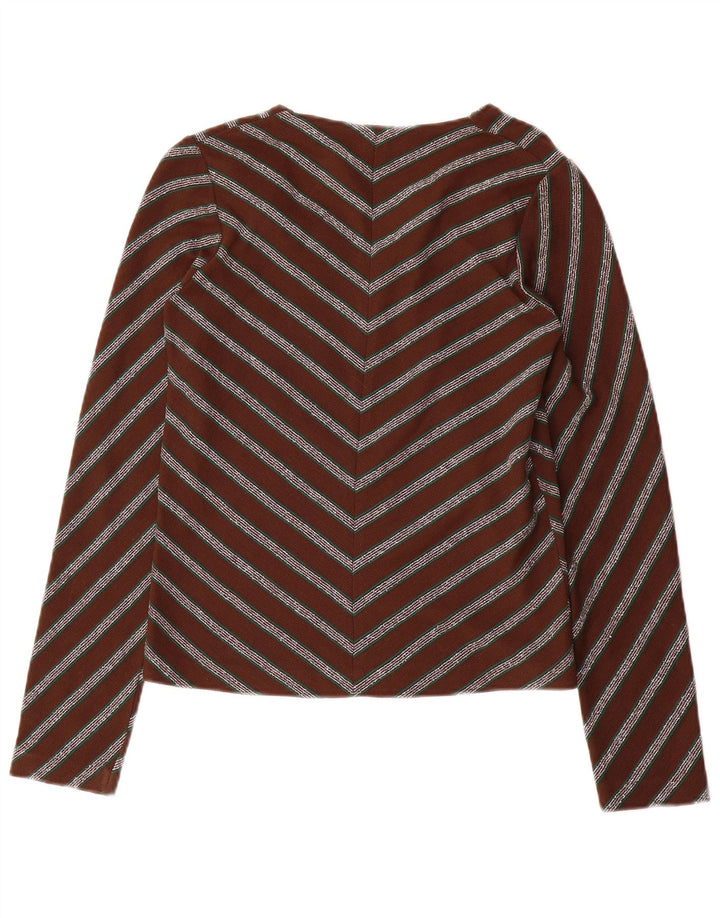 CASTELLI Womens Crop Top Long Sleeve IT 46 Large Brown Chevron