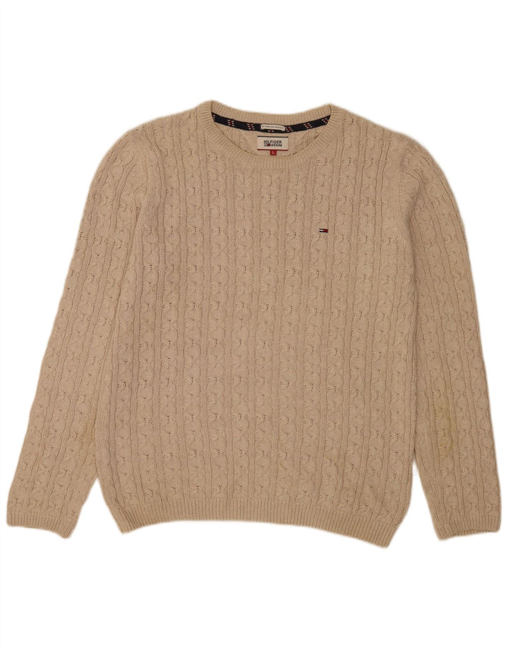 Tommy Hilfiger muški džemper s okruglim izrezom Veliki bež klasični