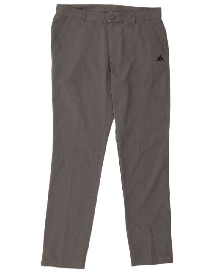 ADIDAS Mens Straight Chino Trousers W32 L32 Grey Polyester