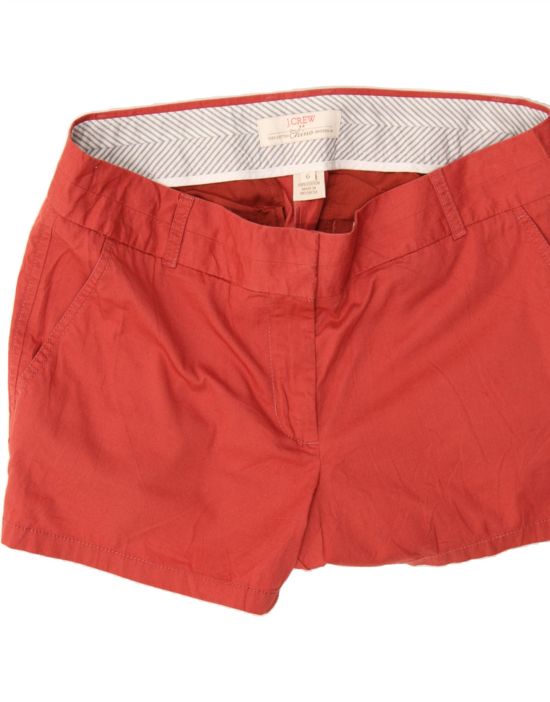 J. CREW Womens Broken In Chino Shorts US 6 Medium W32 Red Cotton Vintage J. Crew and Second-Hand J. Crew from Messina Hembry 