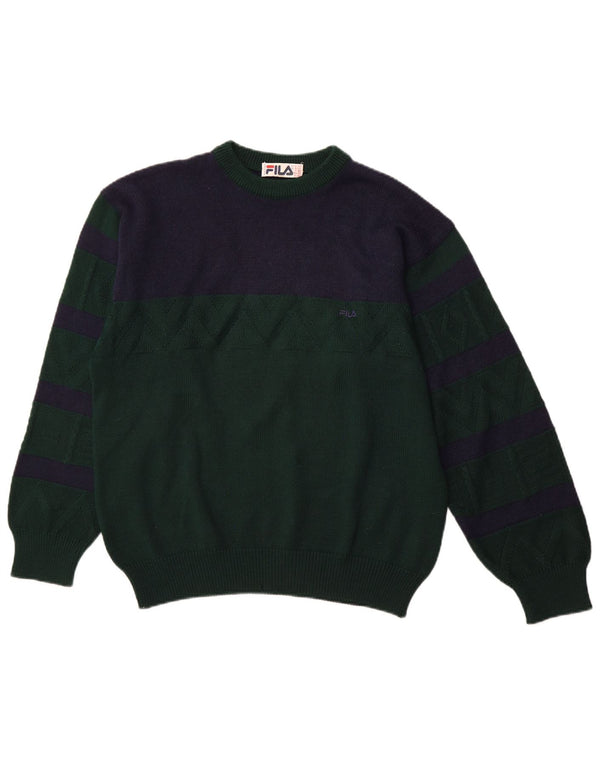 FILA muški džemper s okruglim izrezom IT 50 srednje zelene vunene boje