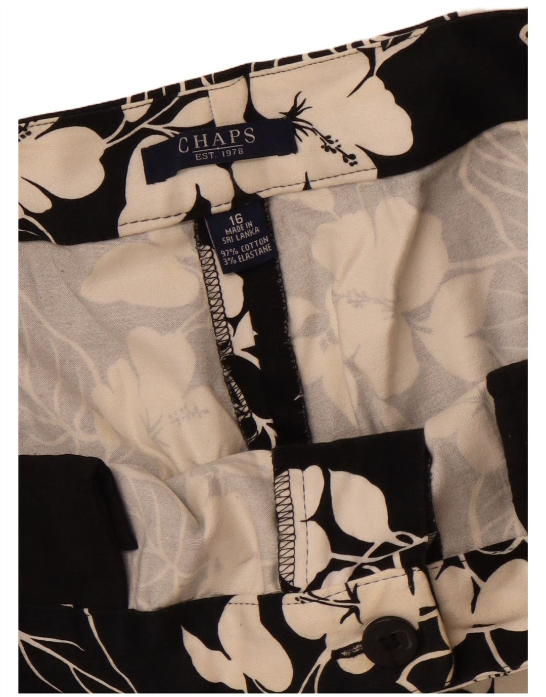 CHAPS Ženske ravne Capri hlače US 16 2XL W38 L20 Crni pamuk s cvjetnim uzorkom