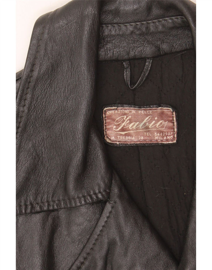FABIO D Mens Leather Coat UK 36 Small Black Leather Vintage Fabio D and Second-Hand Fabio D from Messina Hembry 