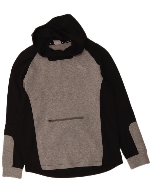 Puma muška majica s kapuljačom Srednje sivi pamuk u blokovima boja