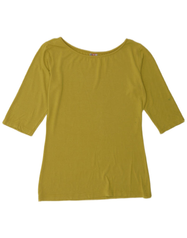 Stefanel Womens Top 3/4 Sleeve UK 14 Medium Green