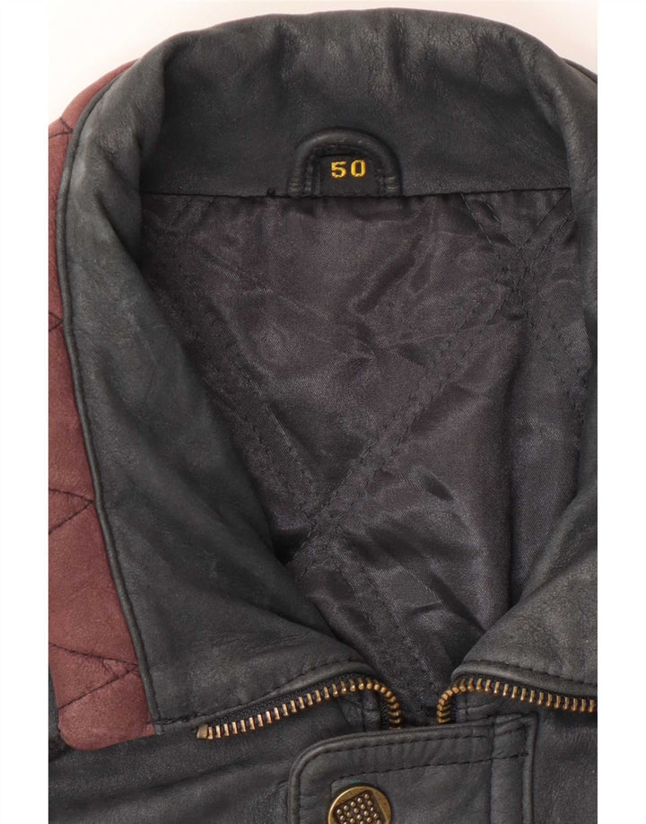 Vintage muška kožna jakna IT 50 velika siva