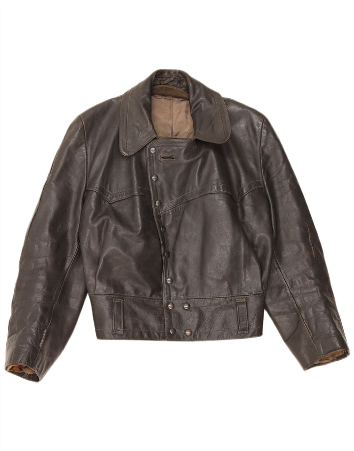 VINTAGE ženska kožna jakna UK 14 srednje crna