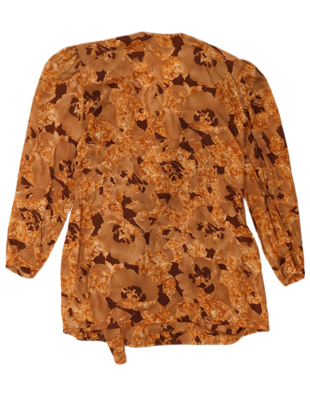 Vintage ženska košulja bluza UK 16 veliki bež cvjetni poliester