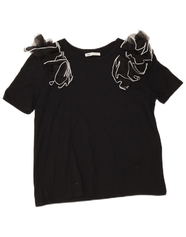Zara ženska bluza Top UK 10 Mali crni pamuk