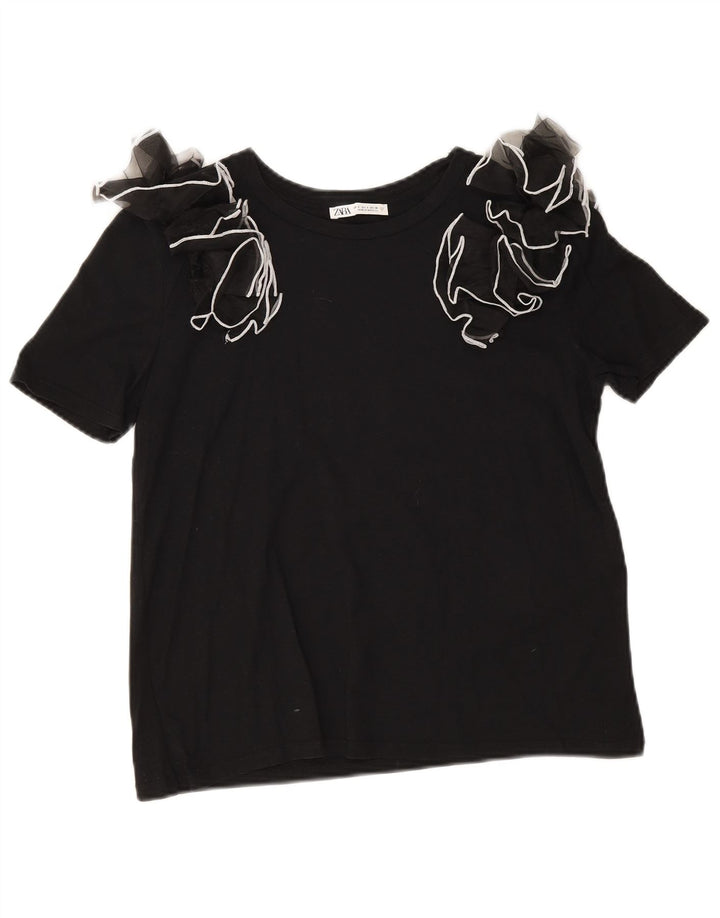 Zara ženska bluza Top UK 10 Mali crni pamuk