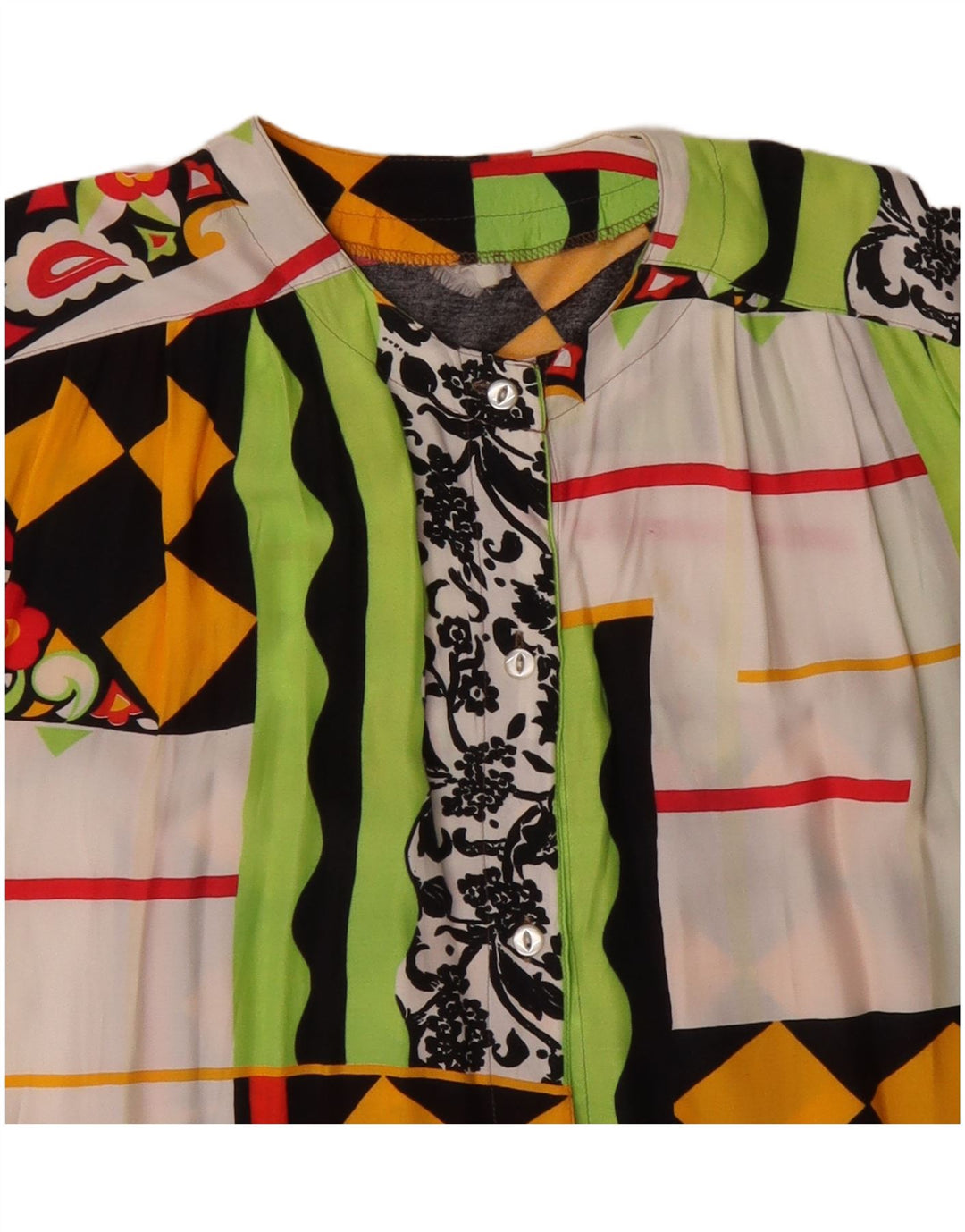 Vintage ženska košulja kratkih rukava bluza UK 20 2XL Raznobojni patchwork