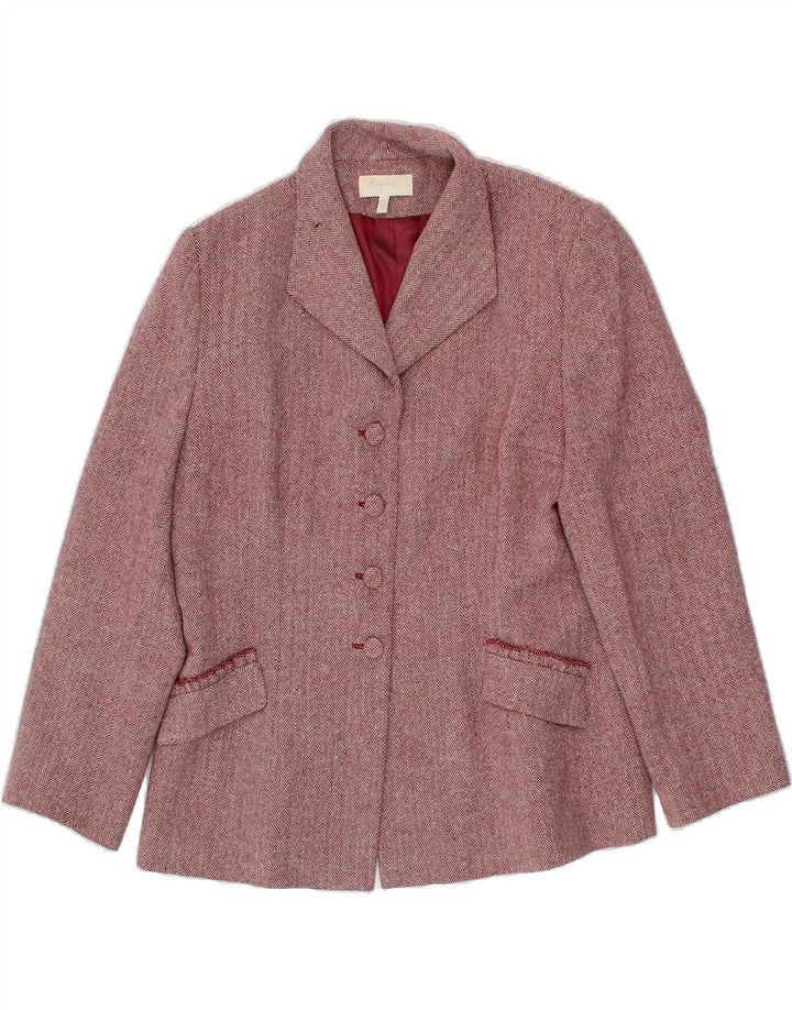 REGINE Womens 4 Button Blazer Jacket US 16 2XL Burgundy Herringbone Wool Vintage Regine and Second-Hand Regine from Messina Hembry 