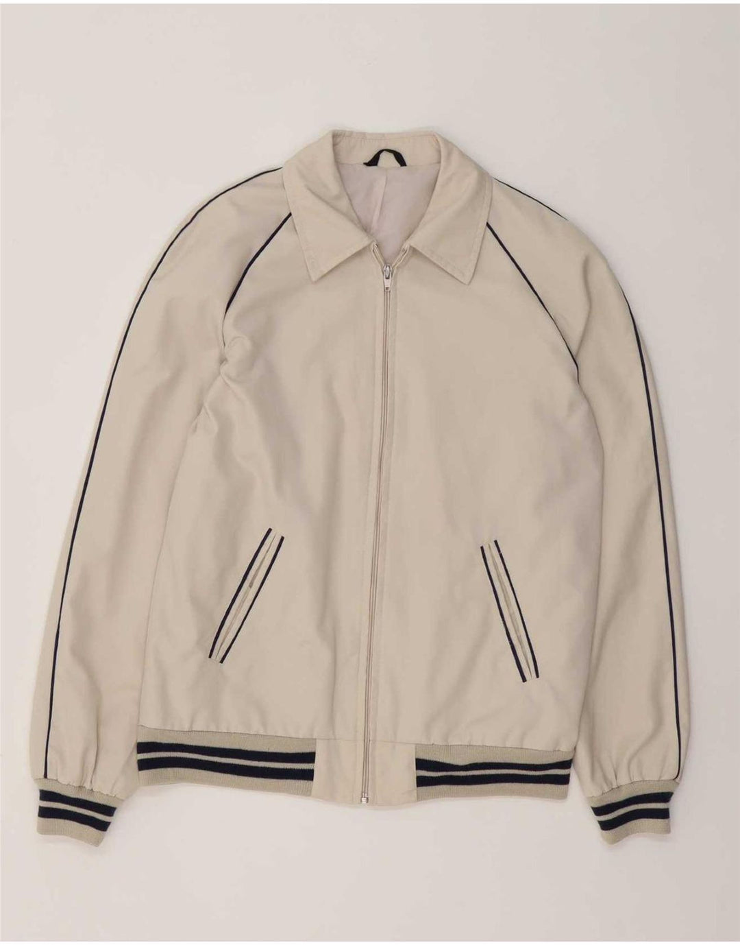 Vintage Mens Bomber Jacket UK 38 Medium White Striped