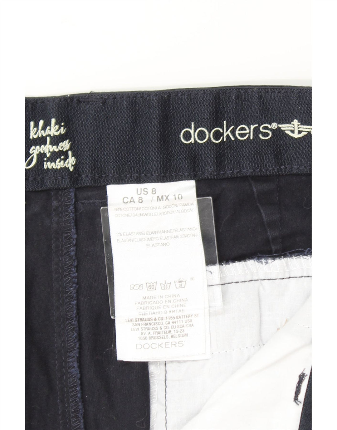 DOCKERS Womens Chino Shorts US 8 Medium W30 Navy Blue Cotton Vintage Dockers and Second-Hand Dockers from Messina Hembry 