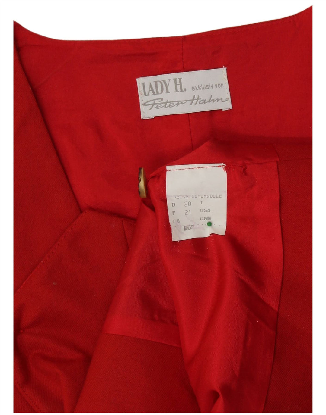 PETER HAHN Ženski kratki prsluk UK 20 2XL Crvena cvjetna djevičanska vuna