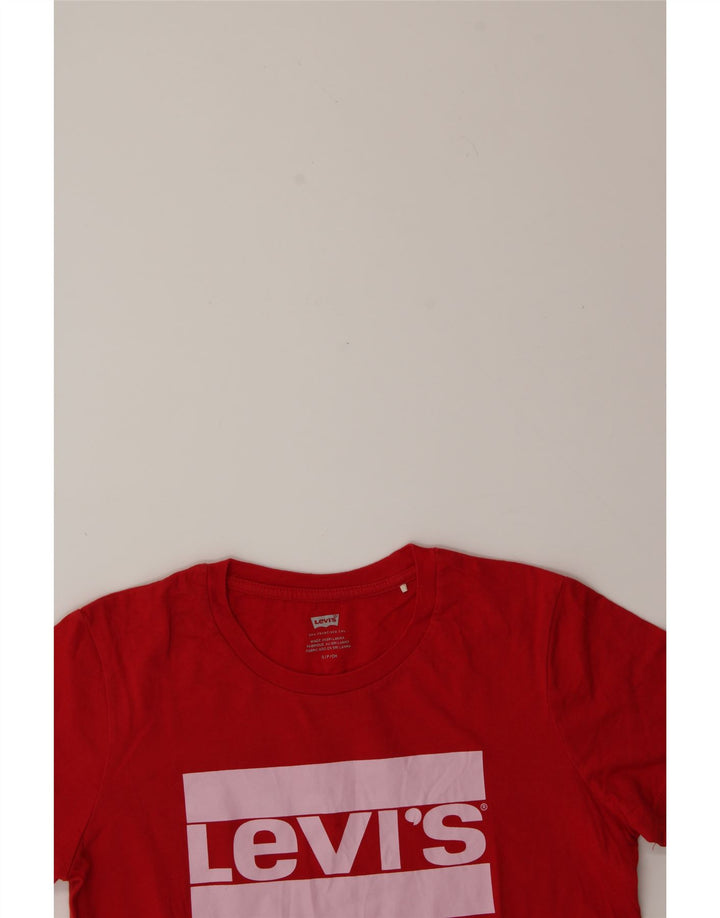 LEVI'S Womens Graphic T-Shirt Top UK 10 Small Red Vintage Levi's and Second-Hand Levi's from Messina Hembry 