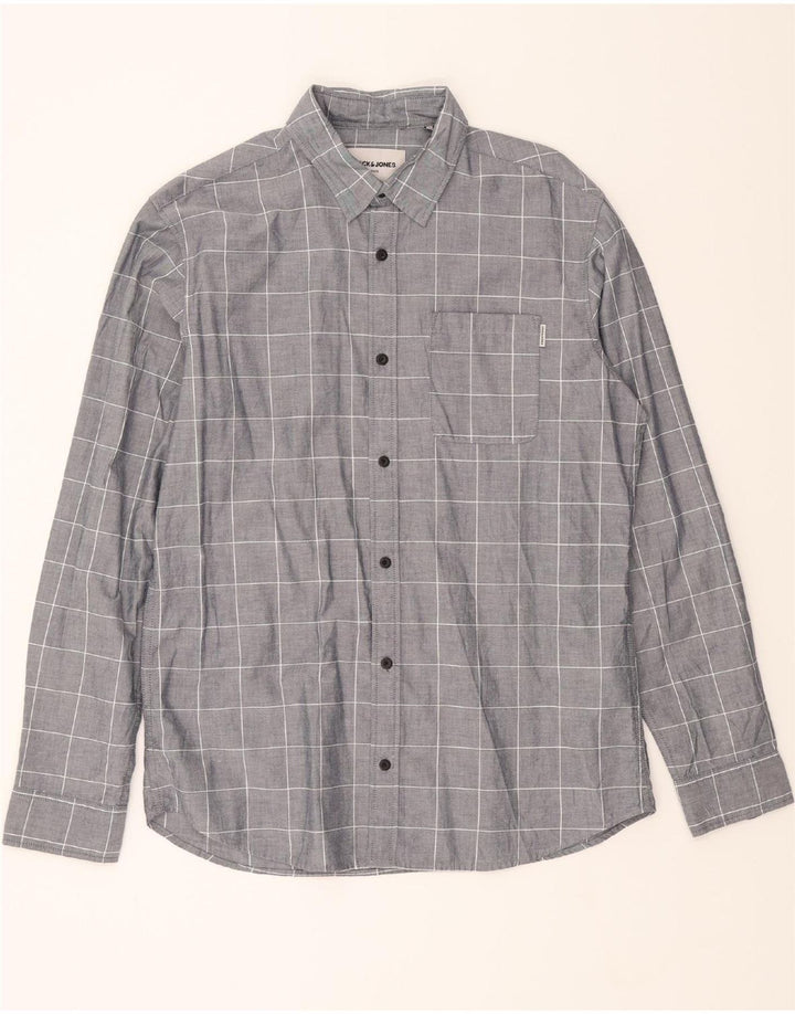 JACK & JONES Mens Comfort Fit Shirt Large Grey Check Cotton Vintage Jack & Jones and Second-Hand Jack & Jones from Messina Hembry 