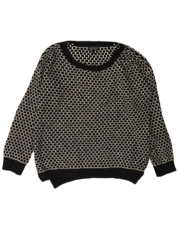 Topshop ženski džemper s veznim izrezom UK 8 Mali crni geometrijski