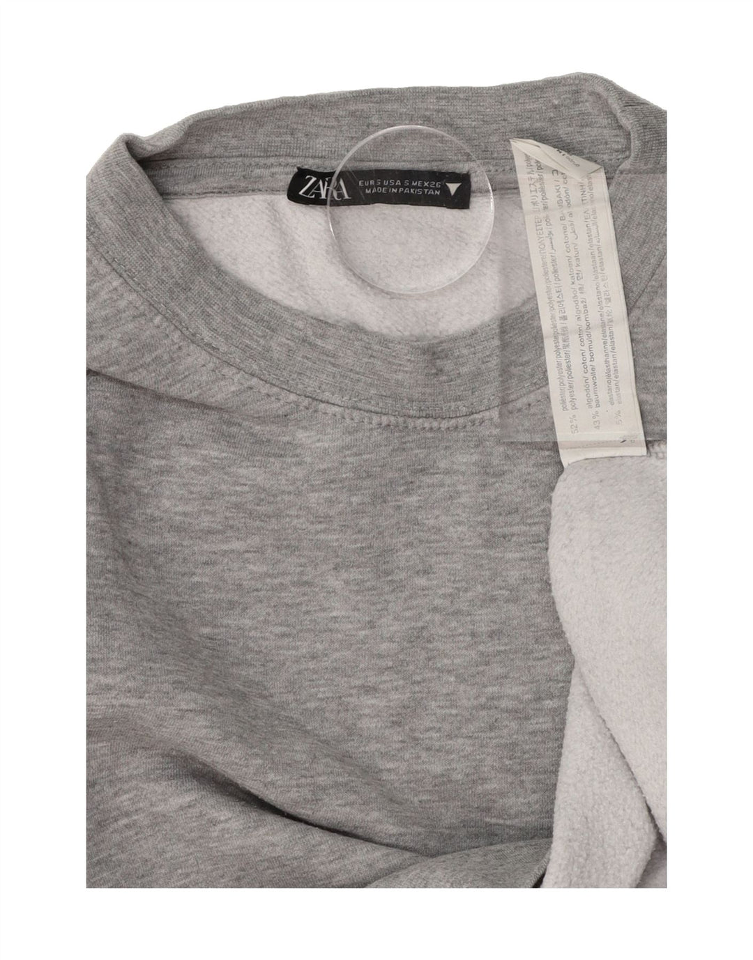 ZARA Womens Crop Oversized Sweatshirt Jumper UK 10 Small Grey Polyester Vintage Zara and Second-Hand Zara from Messina Hembry 