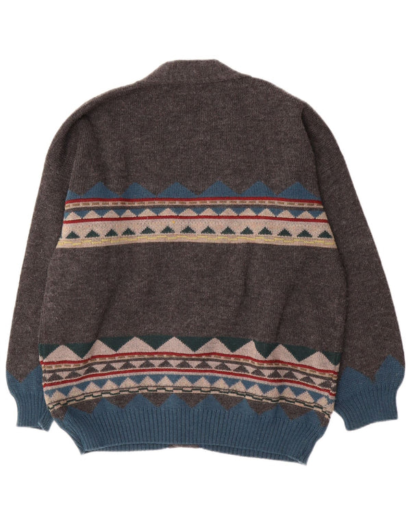 Vintage muški kardigan pulover XL sivi geometrijski