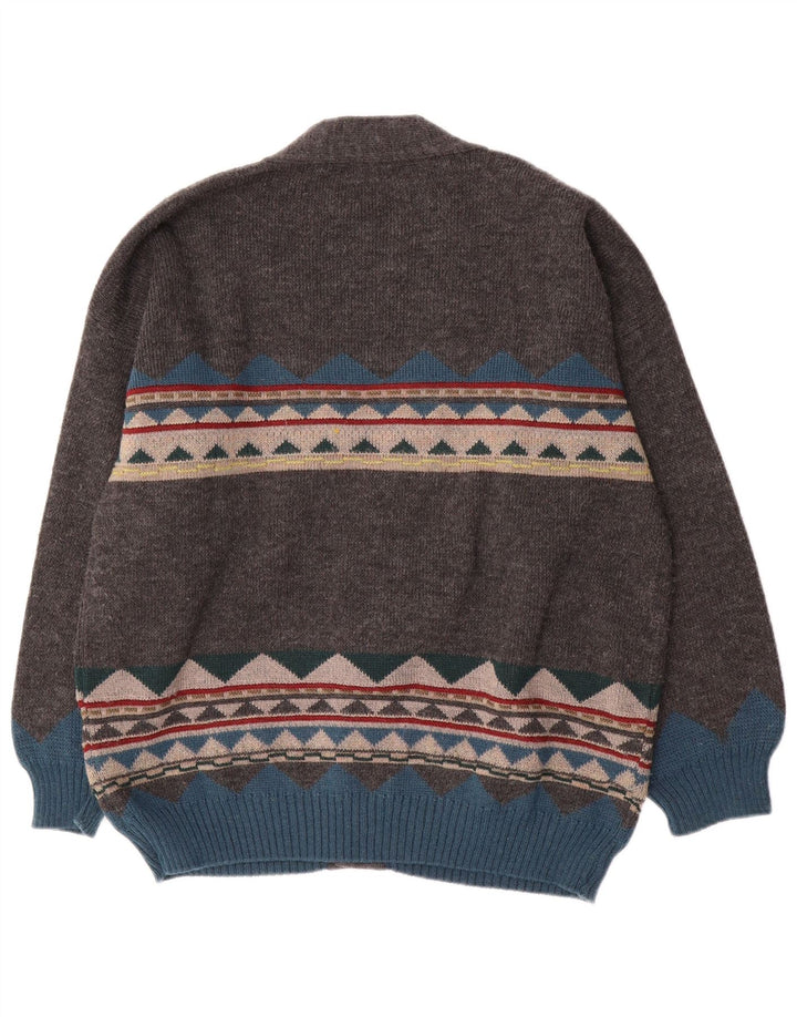 Vintage muški kardigan pulover XL sivi geometrijski