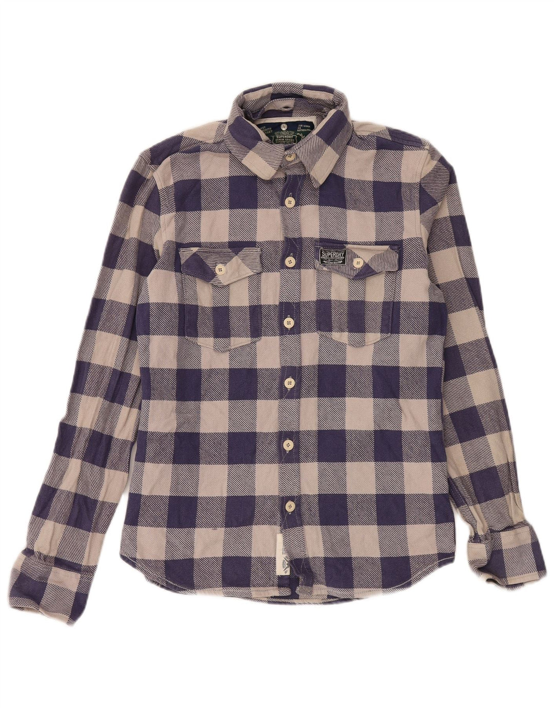 Superdry muška flanelska košulja velika tamnoplava pamuk od ginghama
