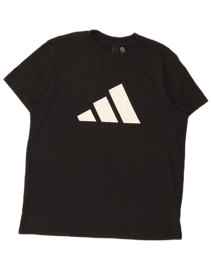 ADIDAS Womens Graphic T-Shirt Top UK 12/14 Medium Black Polyester
