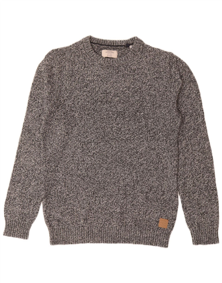 Jack & Jones muški džemper s okruglim izrezom, srednje sivi flekasti pamuk