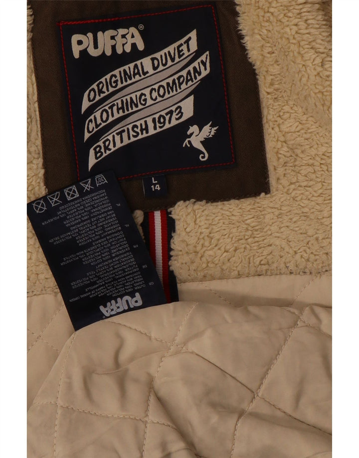 Puffa ženska jakna parka s kapuljačom UK 14 Veliki smeđi pamuk
