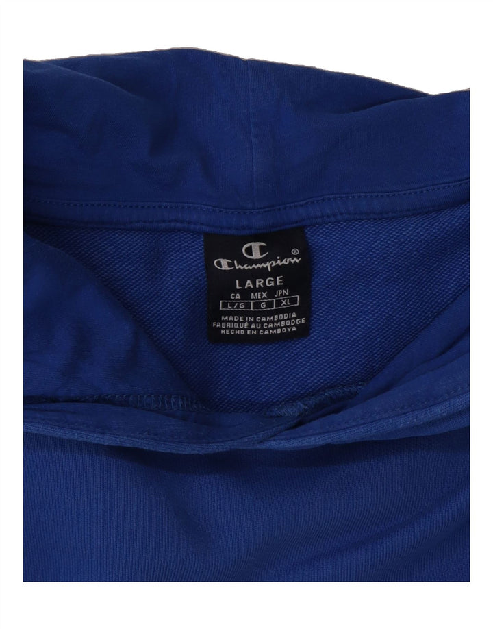 CHAMPION Mens Graphic Hoodie Jumper Large Blue Vintage Champion and Second-Hand Champion from Messina Hembry 