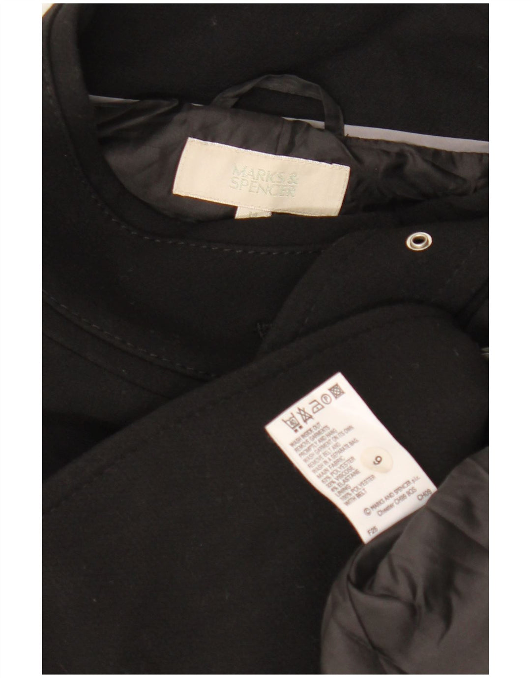 MARKS & SPENCER Ženski kaput UK 14 srednje crni poliester