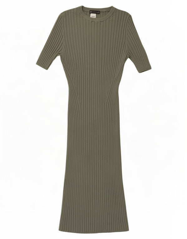 Marks & Spencer Womens Jumper Dress UK 18 XL Khaki Viscose