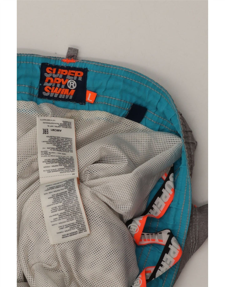 Superdry muške kratke hlače za kupanje s grafičkim motivima, veliki sivi poliester