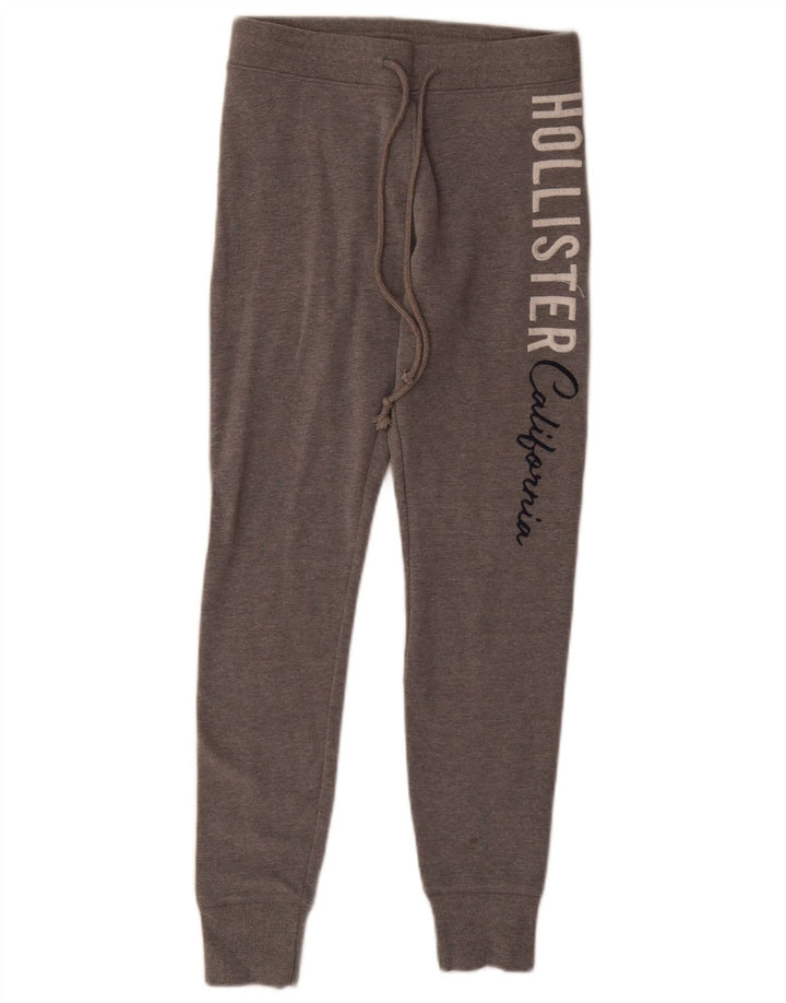 HOLLISTER Ženske grafičke trenirke Hlače Joggers UK 4 XS Sivi pamuk