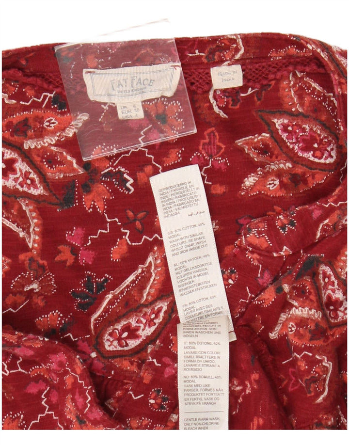 Fat Face ženska prevelika košulja bluza UK 8 Mala crvena cvjetna pamuk