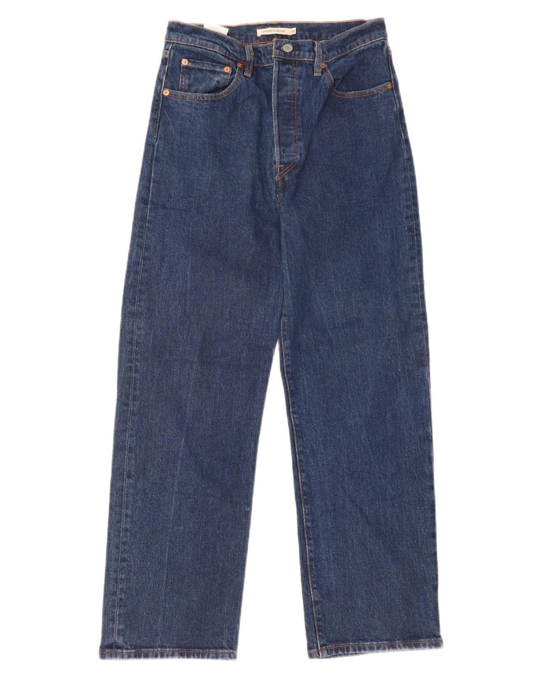 LEVI'S ženske ravne traperice s prsnim košem W30 L29 plavi pamuk