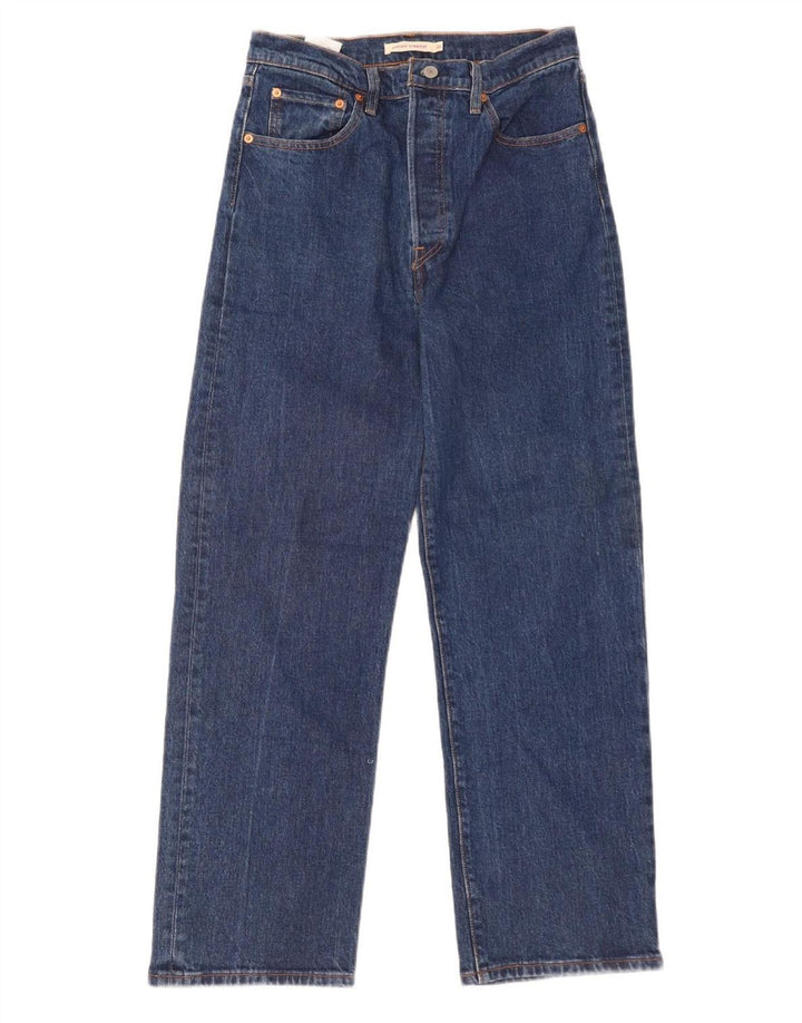 LEVI'S ženske ravne traperice s prsnim košem W30 L29 plavi pamuk