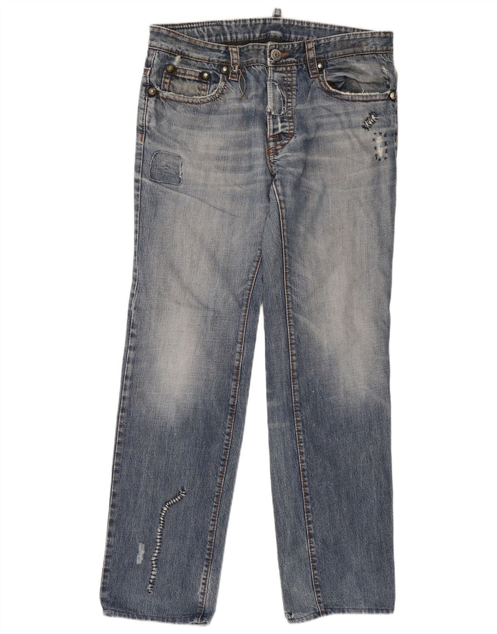 Dsquared2 Mens Distressed Straight Jeans IT 50 Large W36 L32 Blue