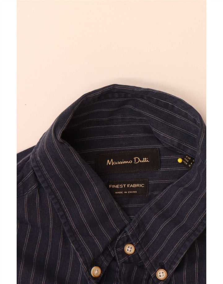 Massimo Dutti muška košulja velika pamuk s tamnoplavim prugama