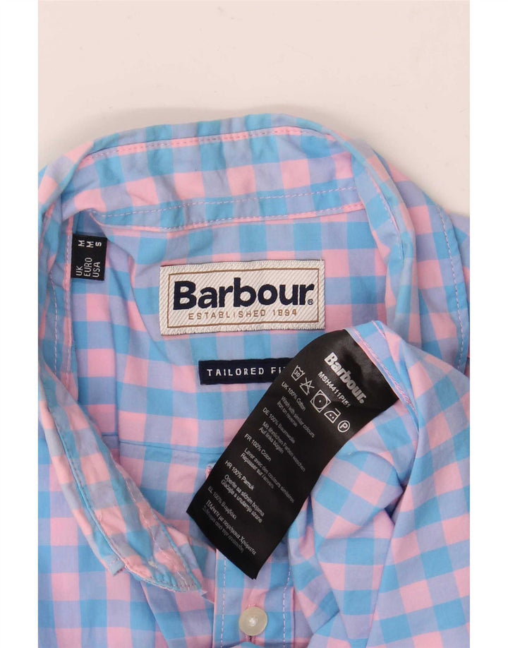 Barbour muška krojena košulja kratkih rukava Srednje plavi pamuk od ginghama